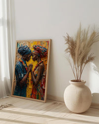 African Bride and Groom, Black Love Wall Art - Anniversary Gift