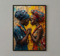 African Bride and Groom, Black Love Wall Art - Anniversary Gift