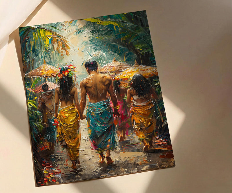 Balinese Wedding Procession Art, Bali Tropical Decor - Asian Wedding Gift
