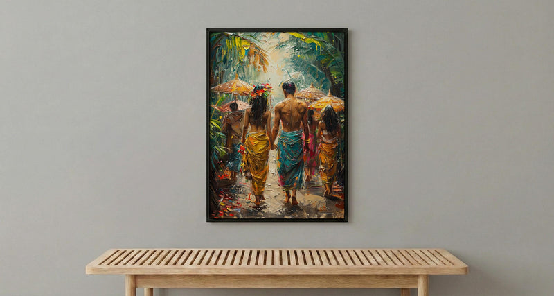 Balinese Wedding Procession Art, Bali Tropical Decor - Asian Wedding Gift