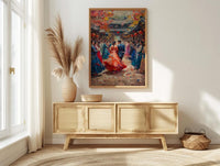Korean Wedding Celebration Art, Hanok Village Decor - Anniversary Gift