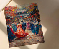 Korean Wedding Celebration Art, Hanok Village Decor - Anniversary Gift