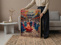 Korean Wedding Celebration Art, Hanok Village Decor - Anniversary Gift
