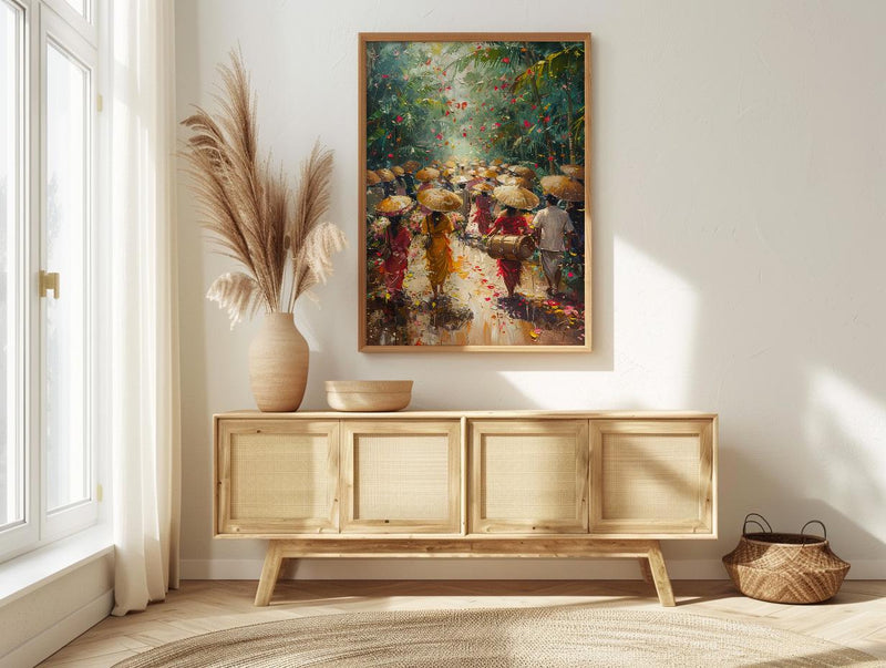 Thai Wedding Procession Art, Tropical Garden Decor - Newlywed Gift