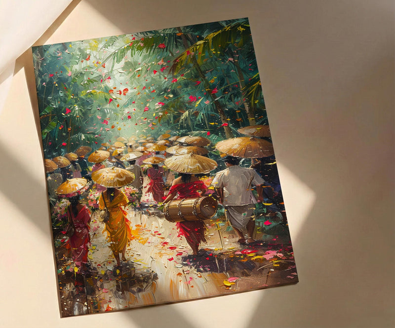Thai Wedding Procession Art, Tropical Garden Decor - Newlywed Gift