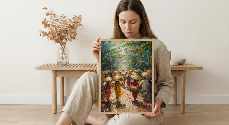 Thai Wedding Procession Art, Tropical Garden Decor - Newlywed Gift