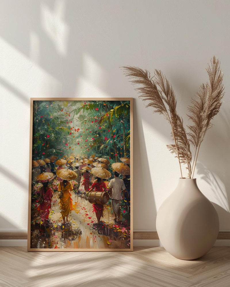 Thai Wedding Procession Art, Tropical Garden Decor - Newlywed Gift