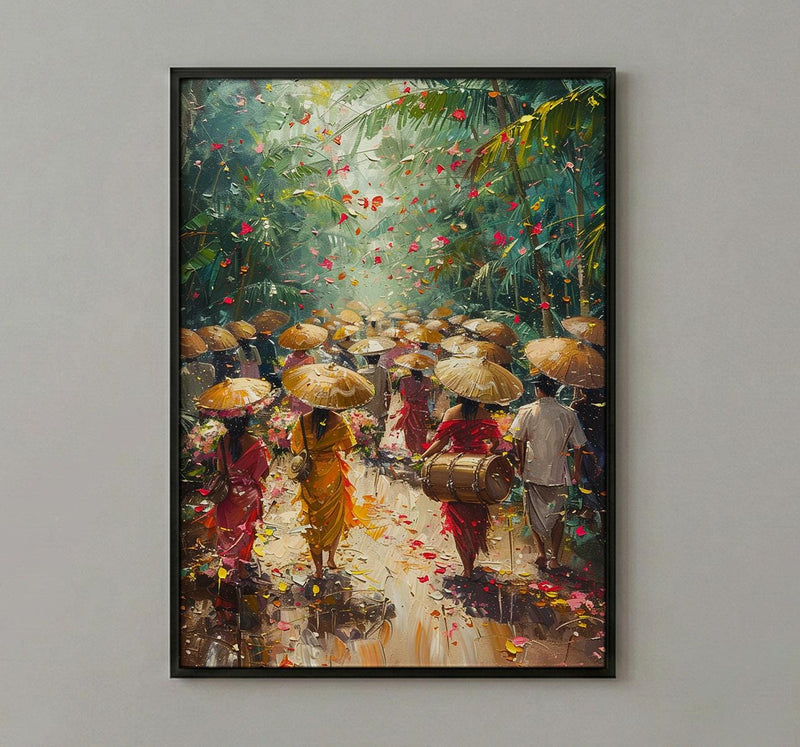 Thai Wedding Procession Art, Tropical Garden Decor - Newlywed Gift