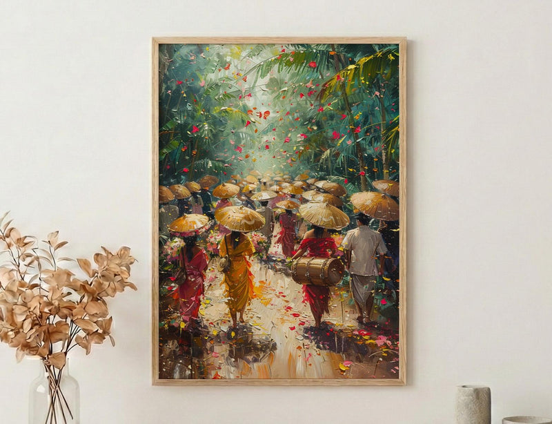 Thai Wedding Procession Art, Tropical Garden Decor - Newlywed Gift