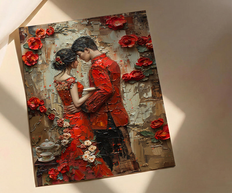 Chinese Tea Ceremony Art Print, Traditional Qipao Decor - Asian Wedding Gift