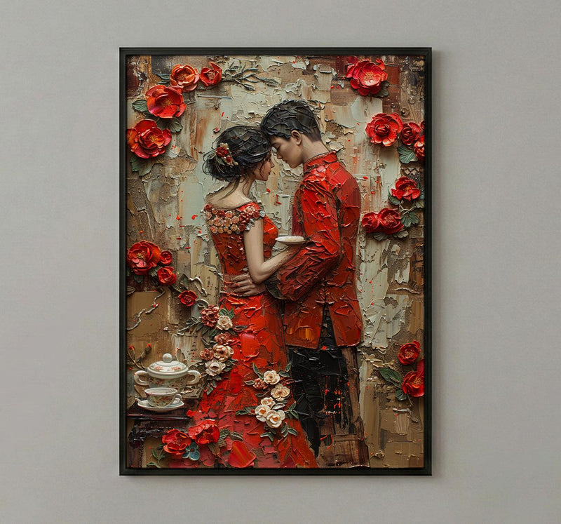 Chinese Tea Ceremony Art Print, Traditional Qipao Decor - Asian Wedding Gift