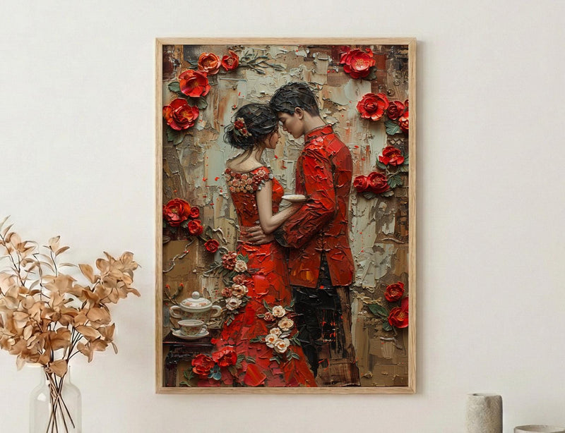 Chinese Tea Ceremony Art Print, Traditional Qipao Decor - Asian Wedding Gift