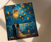 Thai Lantern Festival Art Print, Thailand Honeymoon - Newlywed Gift
