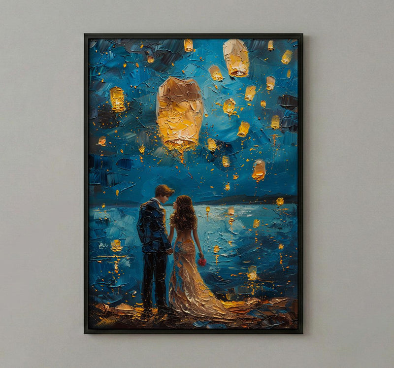 Thai Lantern Festival Art Print, Thailand Honeymoon - Newlywed Gift