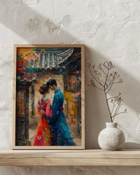 Korean Wedding Art Print, Traditional Hanbok Decor - Asian Wedding Gift