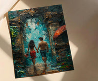 Bali Temple Gate Art, Indonesia Jungle Print - Honeymoon Gift