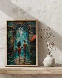 Bali Temple Gate Art, Indonesia Jungle Print - Honeymoon Gift