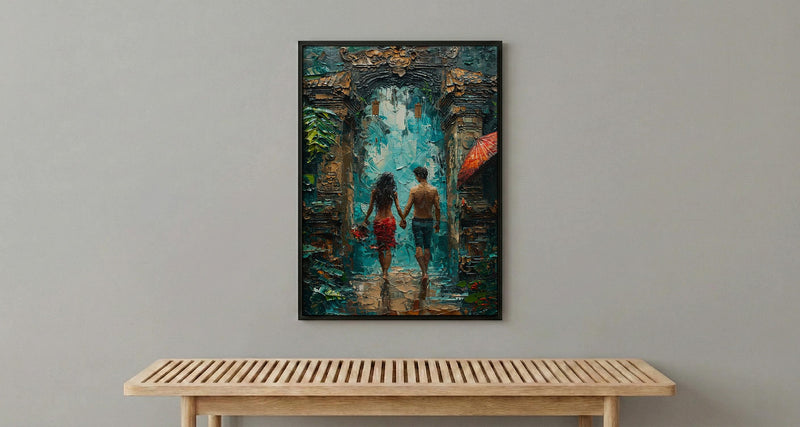 Bali Temple Gate Art, Indonesia Jungle Print - Honeymoon Gift