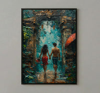 Bali Temple Gate Art, Indonesia Jungle Print - Honeymoon Gift