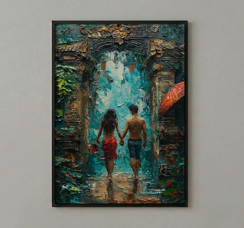 Bali Temple Gate Art, Indonesia Jungle Print - Honeymoon Gift