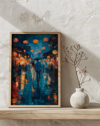 Hoi An Lanterns Wall Art, Vietnam Romantic Print - Palette Knife Painting Style