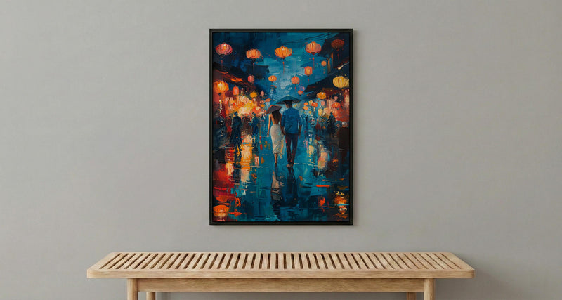 Hoi An Lanterns Wall Art, Vietnam Romantic Print - Palette Knife Painting Style