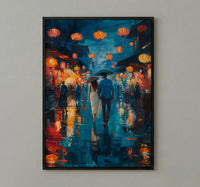 Hoi An Lanterns Wall Art, Vietnam Romantic Print - Palette Knife Painting Style