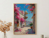 Rajasthan Palace Art Print, Pink Bougainvillea Decor - Housewarming Gift