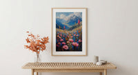 Himalayas Flower Valley Wall Art, Spring Mountain Print - Living Room Decor