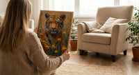 Bengal Tiger Art Print, Yellow Mustard Spring Field - Housewarming Gift