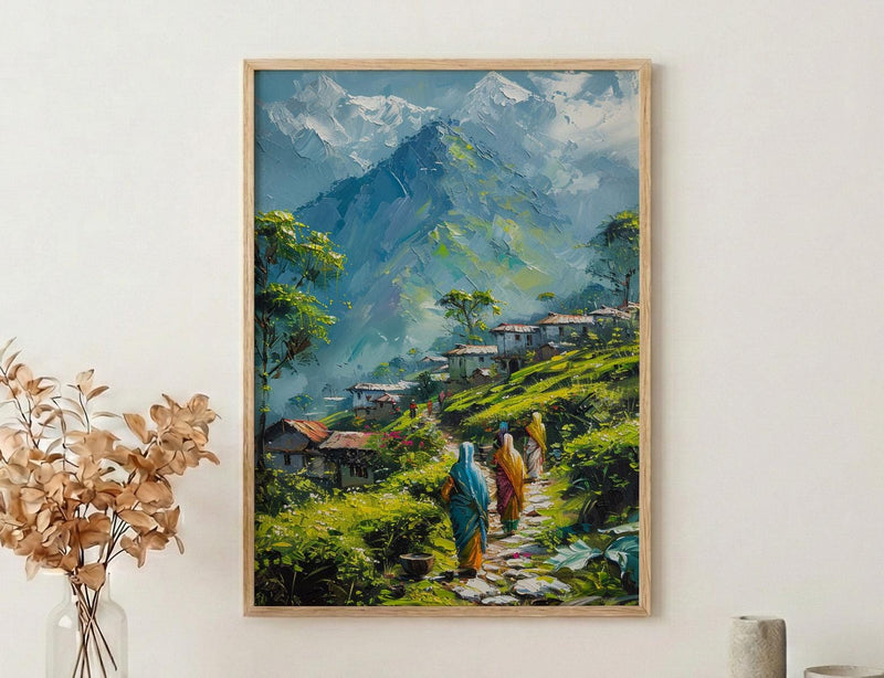 Darjeeling Tea Garden Poster, Green Spring Hill Decor - Living Room Decor