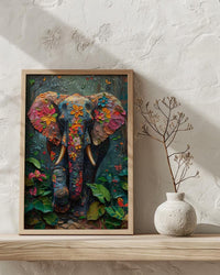 Indian Elephant Art Print, Tropical Spring Jungle Decor - Housewarming Gift