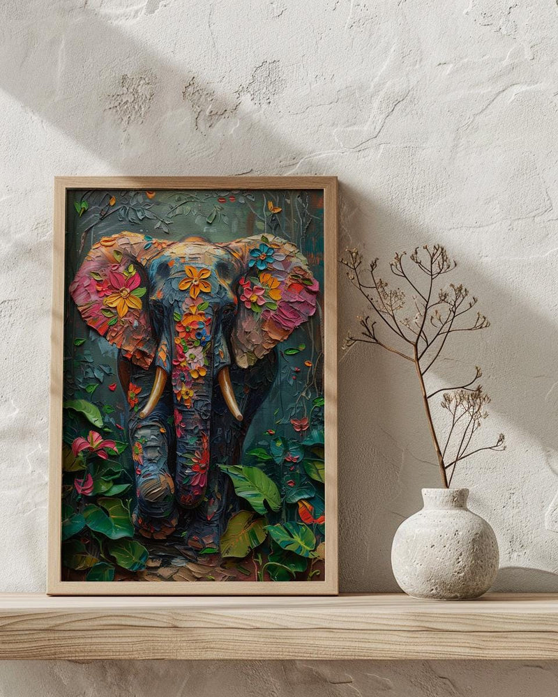 Indian Elephant Art Print, Tropical Spring Jungle Decor - Housewarming Gift
