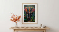 Indian Elephant Art Print, Tropical Spring Jungle Decor - Housewarming Gift