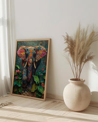 Indian Elephant Art Print, Tropical Spring Jungle Decor - Housewarming Gift