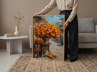 Jaipur Flower Market Art Print, Orange Marigold Wall Decor - Housewarming Gift