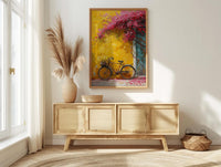Pondicherry Yellow Wall Art, Vintage Bicycle Spring - Living Room Decor