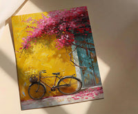 Pondicherry Yellow Wall Art, Vintage Bicycle Spring - Living Room Decor
