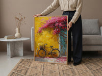 Pondicherry Yellow Wall Art, Vintage Bicycle Spring - Living Room Decor