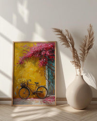 Pondicherry Yellow Wall Art, Vintage Bicycle Spring - Living Room Decor