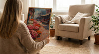 Kolkata Flower Market Wall Art, Pink Rose Spring Print - Thick Oil Painting Style