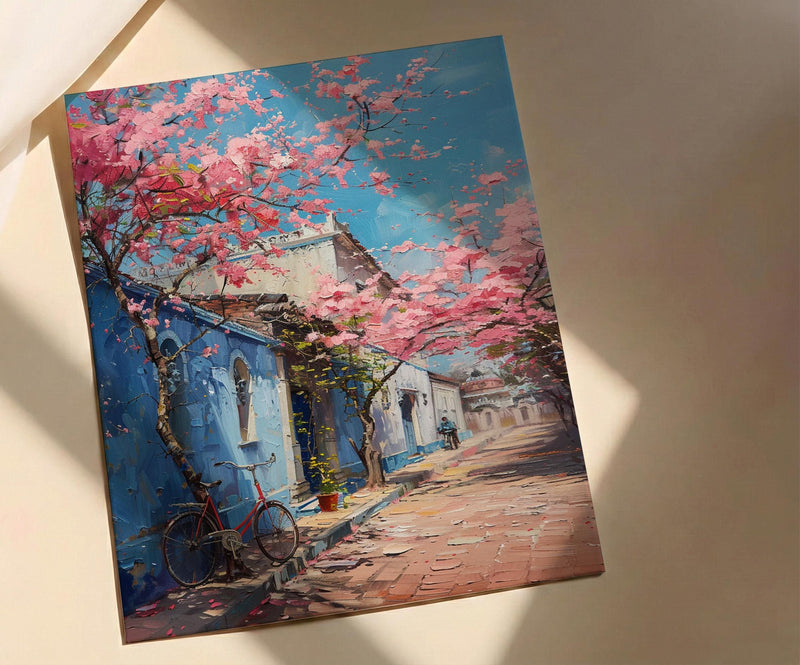 Bangalore Pink Blossom Wall Art, India Sakura Poster - Above Bed Art