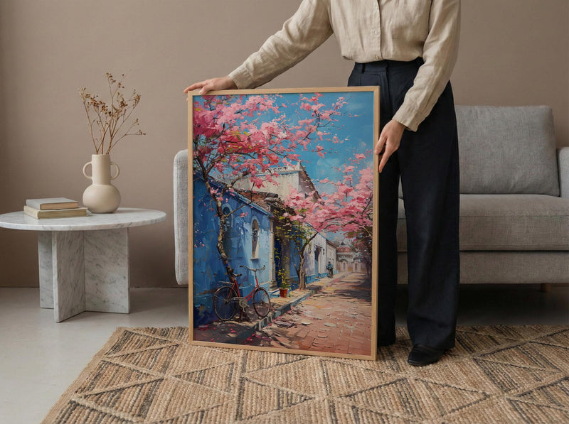 Bangalore Pink Blossom Wall Art, India Sakura Poster - Above Bed Art