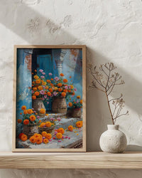 Varanasi Floral Ghats Art Print, Marigold River Decor - Housewarming Gift