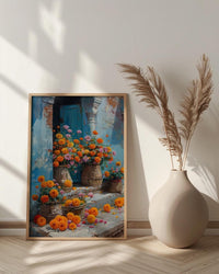 Varanasi Floral Ghats Art Print, Marigold River Decor - Housewarming Gift