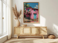 Goa Pastel House Wall Art, Tropical Spring Bicycle Print - Textured Impasto Oil Painting
