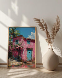 Goa Pastel House Wall Art, Tropical Spring Bicycle Print - Textured Impasto Oil Painting