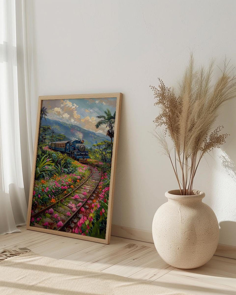 Sri Lanka Blue Train Art Print, Tea Plantation Spring - Housewarming Gift