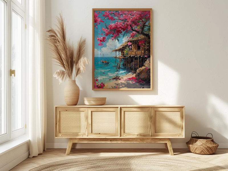 Philippines Bamboo House Wall Decor, Tropical Spring Art - Housewarming Gift
