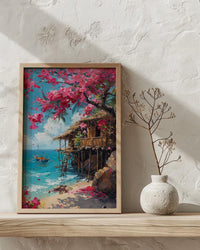 Philippines Bamboo House Wall Decor, Tropical Spring Art - Housewarming Gift